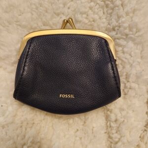 Fossil Vintage Navy Blue Leather Coin Purse